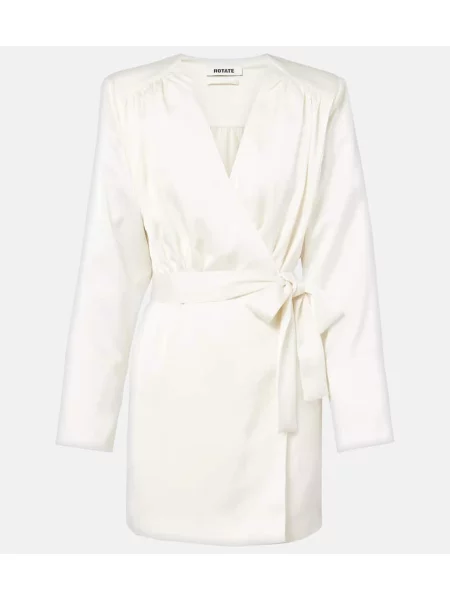 Rochie Rotate din satin de costum alb