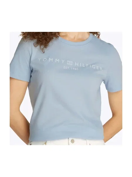 Tricou Tommy Hilfiger cu autograf albastru