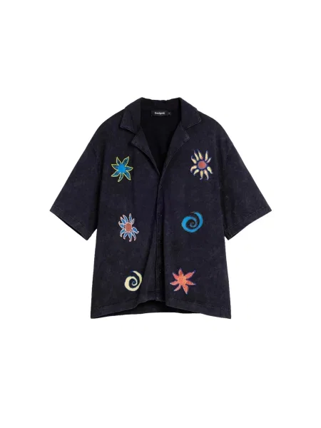 Desigual Cămașă bleumarin / aqua / mov deschis / portocaliu albastru