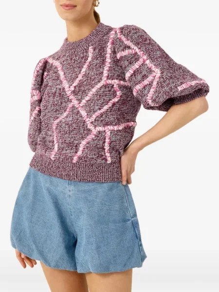 Top Marie Oliver cu broderie violet
