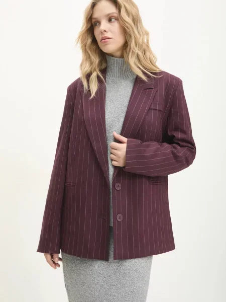 Сако Answear Lab лилаво с едно копче с десен виолетово