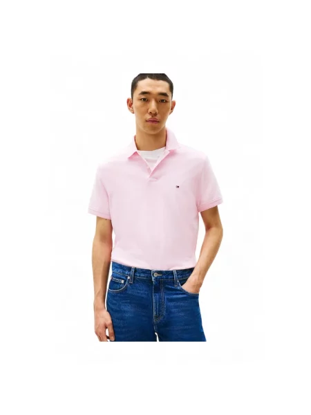 Koszulka polo Tommy Hilfiger z twillu różowa