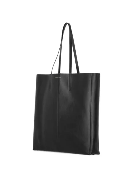 Kožená shopper kabelka Carven s autogramem černá