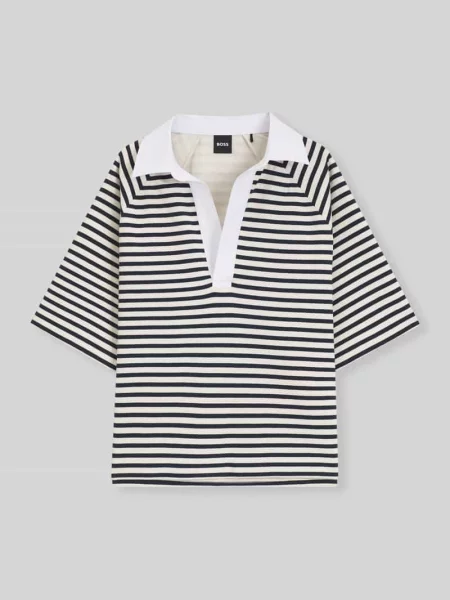 Koszulka polo o luźnym kroju z mieszanki bawełny model ESSIPA_STRIPED' Boss granatowa