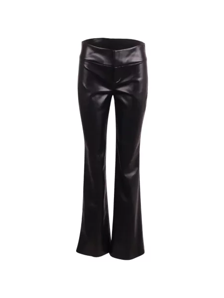 Pantaloni Alice + Olivia din piele evazate negru