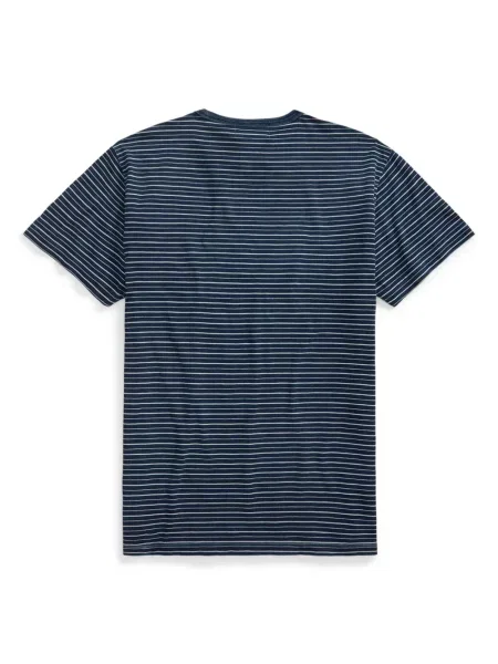 Pruhované tričko Ralph Lauren Rrl s potiskem modré
