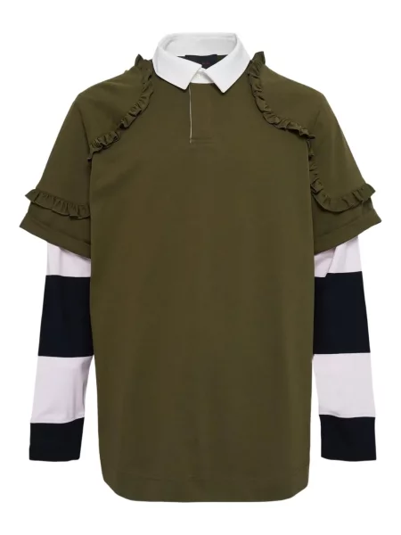 Polo Simone Rocha cu volane verde