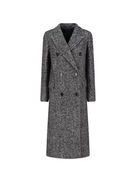 Palton Tagliatore cu model herringbone cu două rânduri de nasturi negru