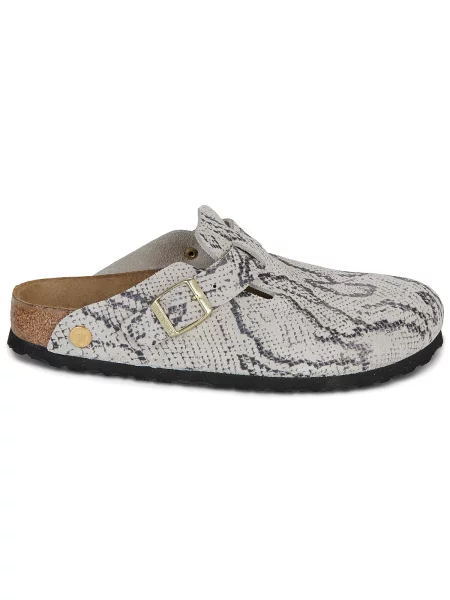 Birkenstock Mules încălțăminte Boston Rivet Logo | piele întoarsă | narrow fit gri