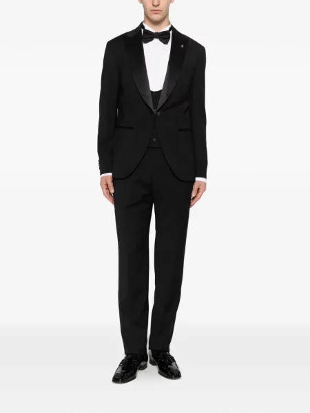 Costum Manuel Ritz din satin cu rever negru
