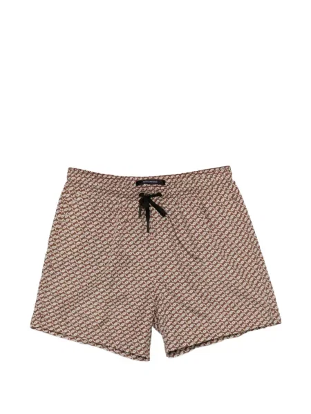 Slip de baie Tagliatore cu imagine cu imprimeu geometric cu cordon maro