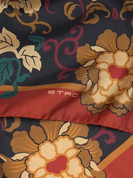 Копринен шал Etro на цветя черно