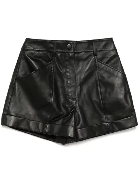 Pantaloni scurți Yves Salomon din piele negru