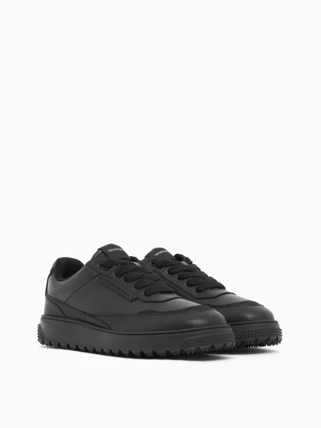 Кожаные кеды Emporio Armani черные