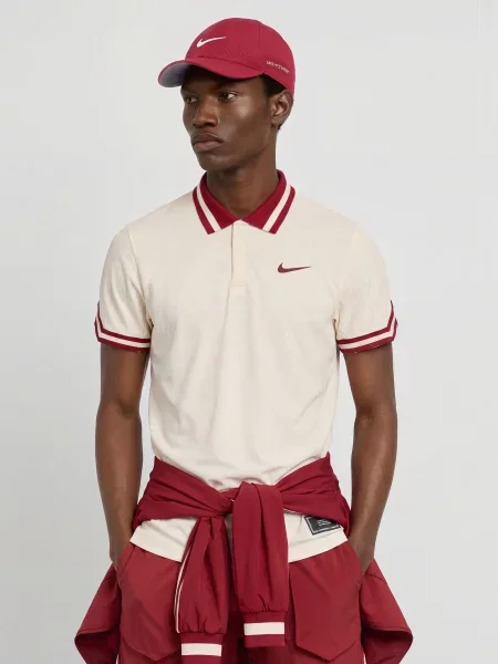 Polo tričko Nike Court Slam Aero-Fit Pale Ivory/Team Red červené