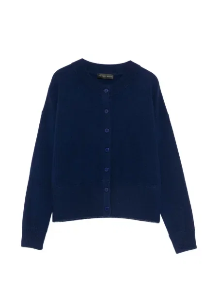 Cardigan Le Petit Pulle cu decolteu rotund albastru