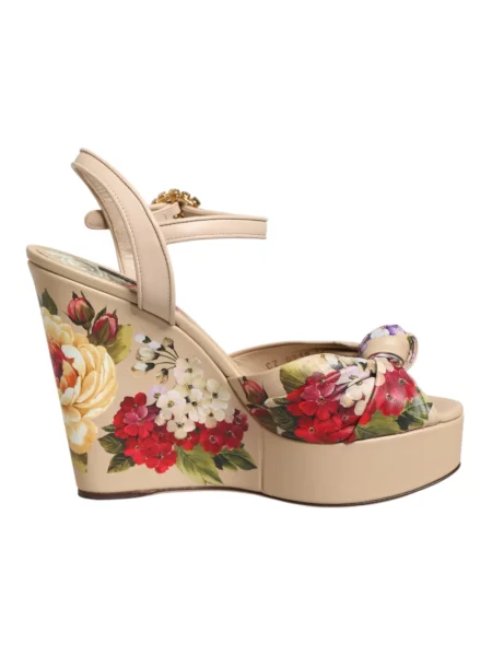 Sandały Dolce And Gabbana skórzane na koturnie