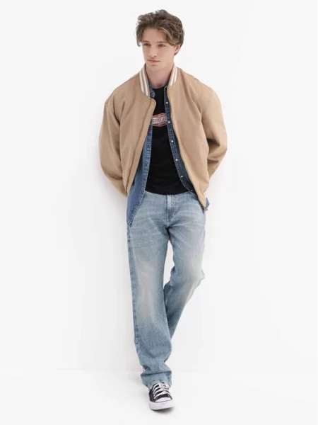 Guess Jeans Μπόμπερ μπουφάν μπεζ