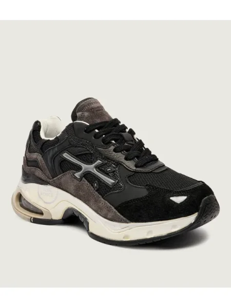 Premiata Sneakers SHARKYD cu adaos de piele negru