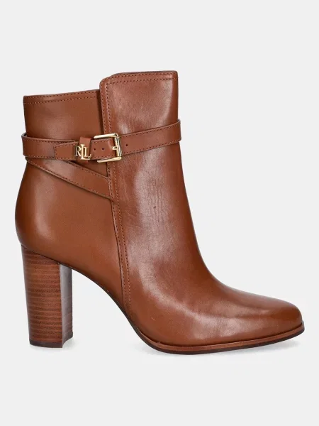 Lauren Ralph Lauren botki skórzane Brke Bt Hl 2 na słupku brązowy