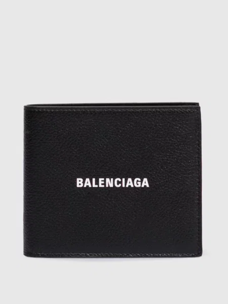 Шкіряне портмоне з логотипом Balenciaga чорне