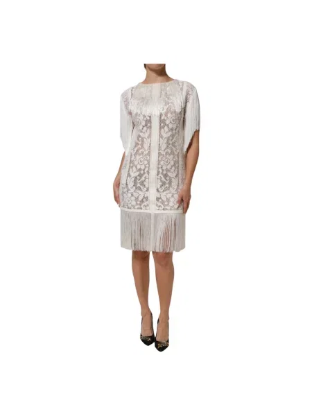 Sukienka Dolce And Gabbana z frędzli biała
