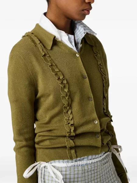 Cardigan Miu Miu de mătase verde