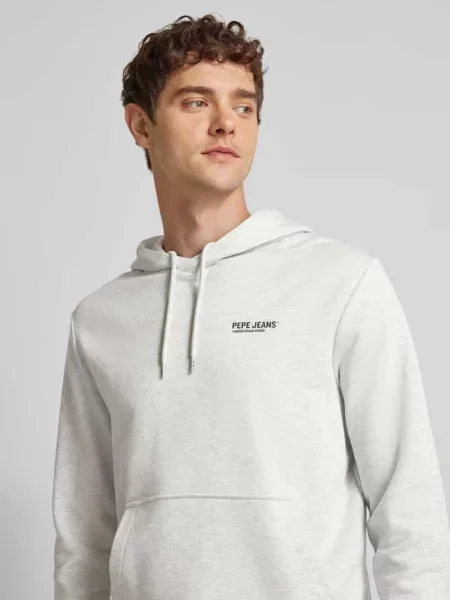 Bluza z kapturem z nadrukiem z logo Pepe Jeans szara