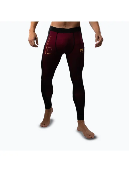 Férfi edző leggings Venum Tactical XT Spats fekete/burgundy/gold. Méret: S fekete
