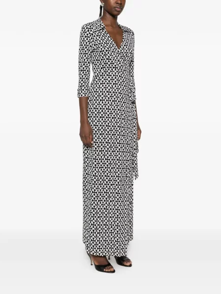 Rochie maxi Dvf Diane Von Furstenberg cu imagine plic negru