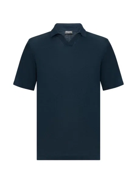 Tricou Franzese Collection cu decolteu în V cu nervuri albastru