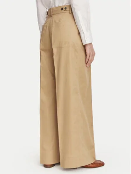 Tommy Hilfiger Medžiaginės kelnės Dressing Wide Leg smėlio