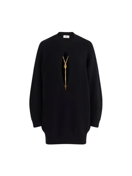 Dzianinowy sweter Elisabetta Franchi czarny