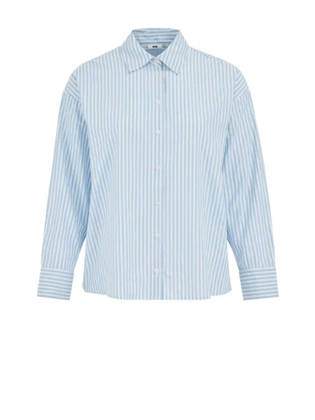 WE Fashion Bluză albastru deschis alb