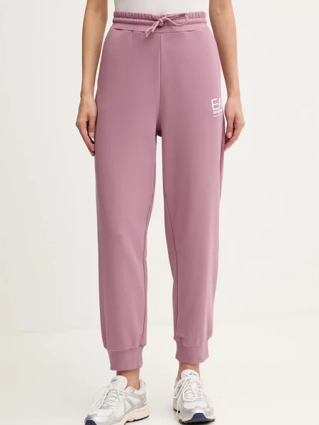 Спортивные штаны Ea7 Emporio Armani с принтом розовые