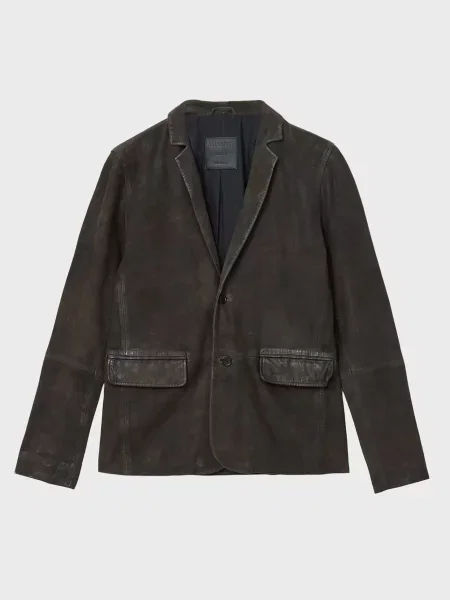 Шкіряний піджак Allsaints коричневий