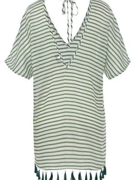 VENICE BEACH Rochie de plaja kaki alb