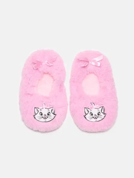 Sinsay Pantofle s kožíškem a výšivkou The Aristocats pastelová růžová