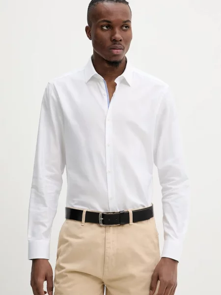 HUGO cămașă din bărbați cu guler clasic slim alb