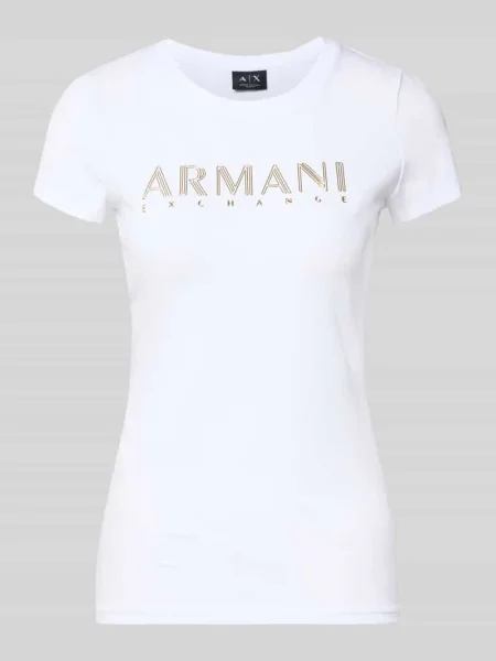 T-shirt o kroju slim fit z nadrukiem z logo Armani Exchange biała