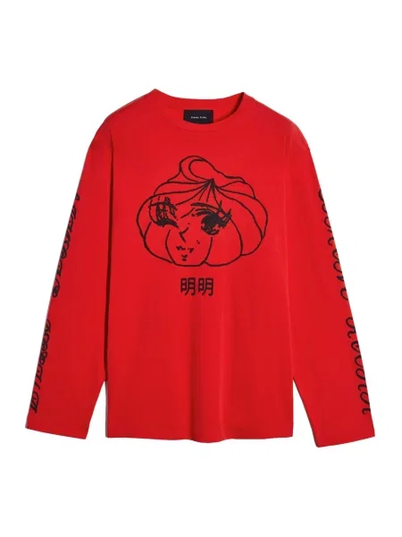 Długi top Simone Rocha z długim rękawem z logo czerwony