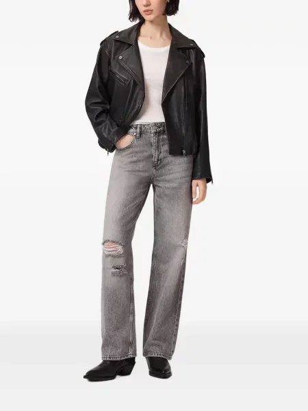 Geanta de piele Allsaints negru