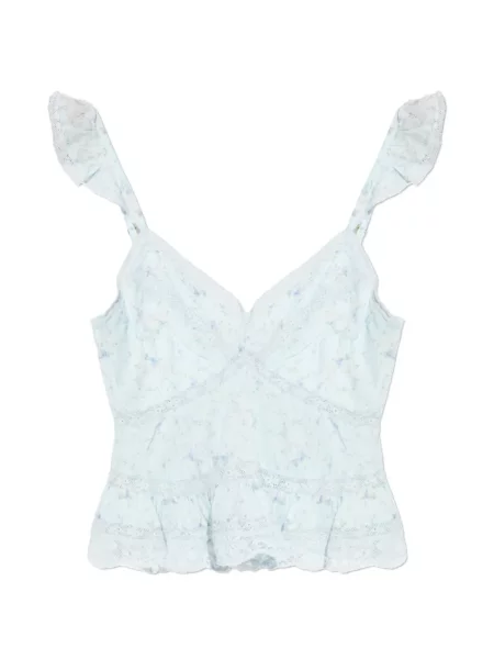 Top Loveshackfancy cu model floral cu imagine albastru