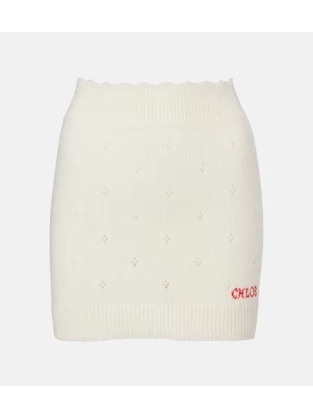 Fustă Chloé de lână alb