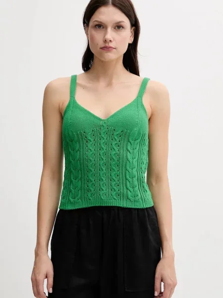 United Colors of Benetton Bombažen top zelena