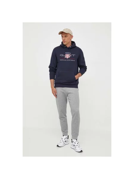 Gant bluza granatowy z kapturem z aplikacją niebieska