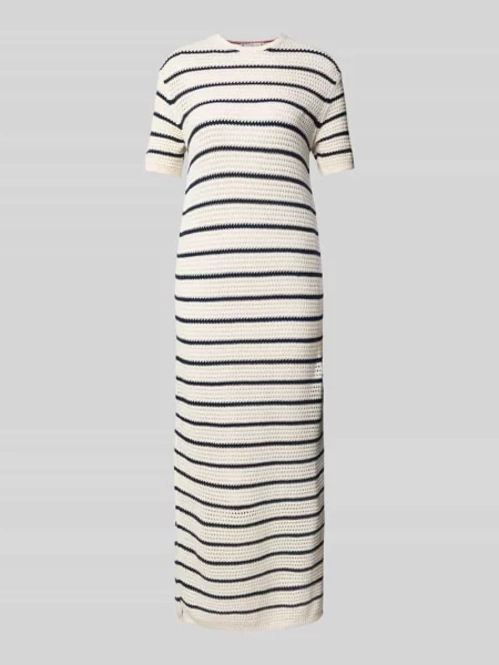 Sukienka szydełkowa o kroju regular fit z mieszanki bawełny Tommy Hilfiger biała