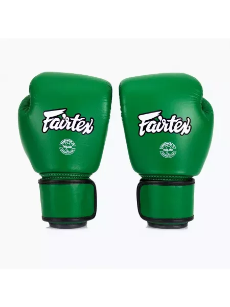 Rękawice bokserskie Fairtex Real Leather Boxing green zielone