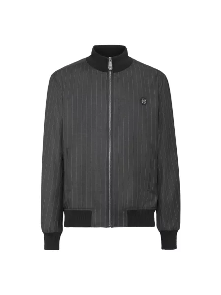 Kurtka bomber Philipp Plein wełniany szary