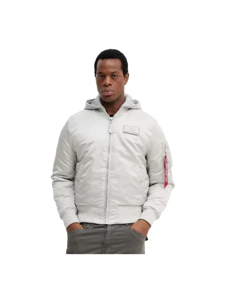 Kurtka bomber Alpha Industries z kapturem szary